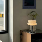 Glass Mushroom Table Lamp With Metal Base