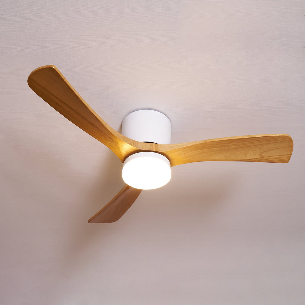 Wood Blade Ceiling Fan Ceiling Light With Remote Control