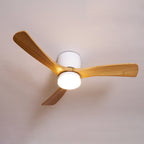 Wood Blade Ceiling Fan Ceiling Light With Remote Control