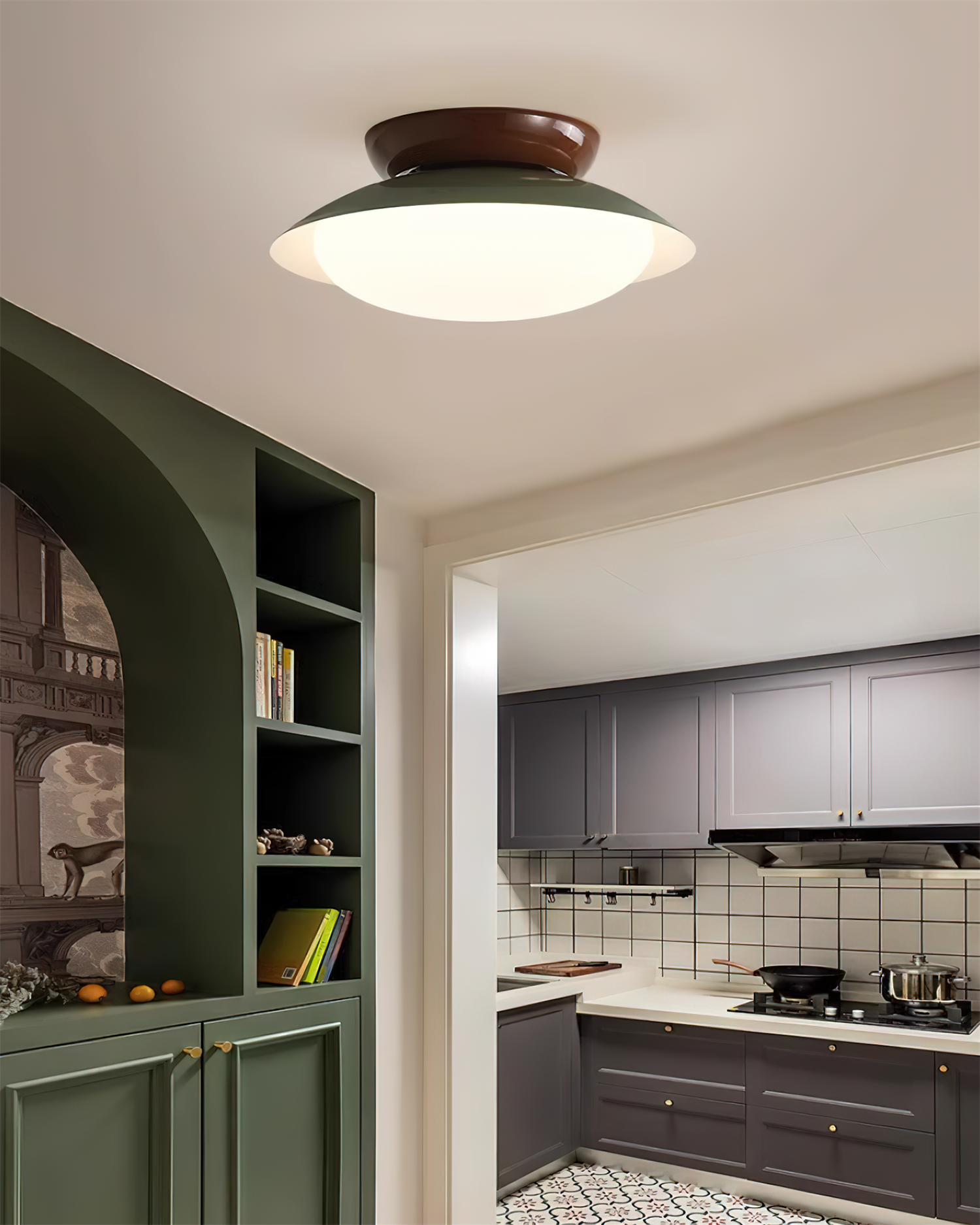 Modern Flush Mount Ceiling Light With Two-Tone Disc Shade
