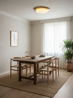 Pebble Round Flush Mount Ceiling Light With Wood-Trim Rim