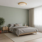 Pebble Round Flush Mount Ceiling Light With Wood-Trim Rim