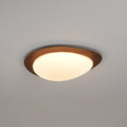 Pebble Round Flush Mount Ceiling Light With Wood-Trim Rim