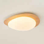 Pebble Round Flush Mount Ceiling Light With Wood-Trim Rim