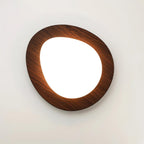Pebble Round Flush Mount Ceiling Light With Wood-Trim Rim