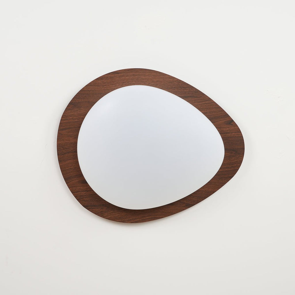 Pebble Round Flush Mount Ceiling Light With Wood-Trim Rim