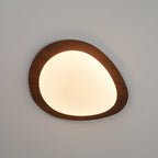 Pebble Round Flush Mount Ceiling Light With Wood-Trim Rim