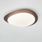 Pebble Round Flush Mount Ceiling Light With Wood-Trim Rim