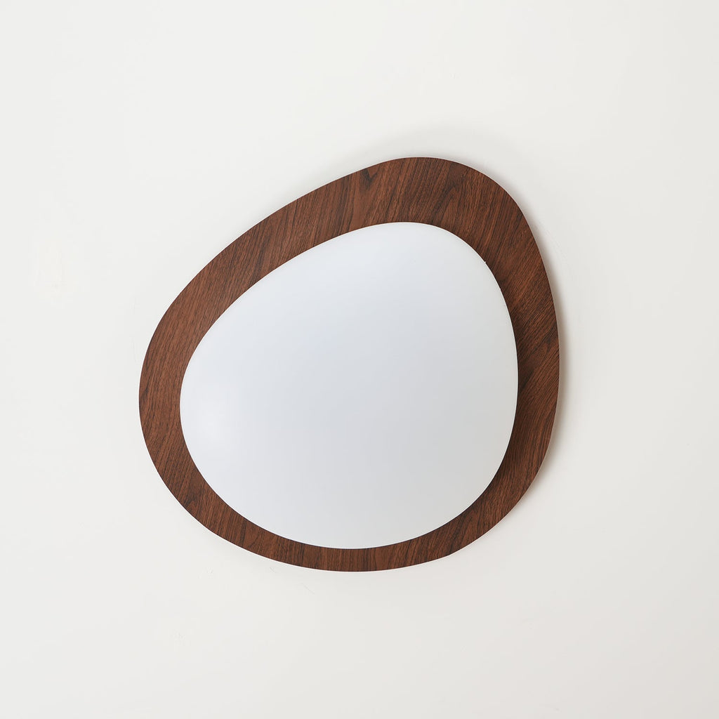 Pebble Round Flush Mount Ceiling Light With Wood-Trim Rim