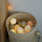 Cotton Ball String Lights LED Fairy Lights with Woven Cotton Balls Battery or USB Powered Garland Lights for Bedroom | Living Room | Nursery and Party