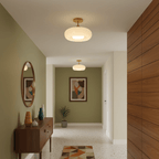 Glass Shade Ceiling Light With Wood Canopy