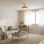 Glass Shade Ceiling Light With Wood Canopy