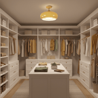 Glass Shade Ceiling Light With Wood Canopy
