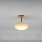 Glass Shade Ceiling Light With Wood Canopy