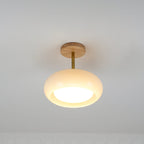 Glass Shade Ceiling Light With Wood Canopy