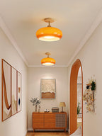 Glass Shade Ceiling Light With Wood Canopy