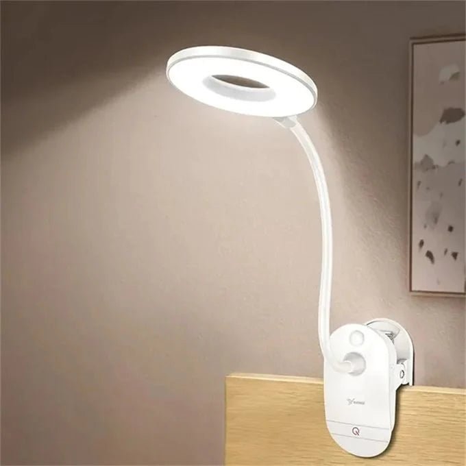 USB LED Reading Lamp Clip On Desk Lamp with Flexible Gooseneck and Dimmable Brightness for Bed | Desk and Bookshelf