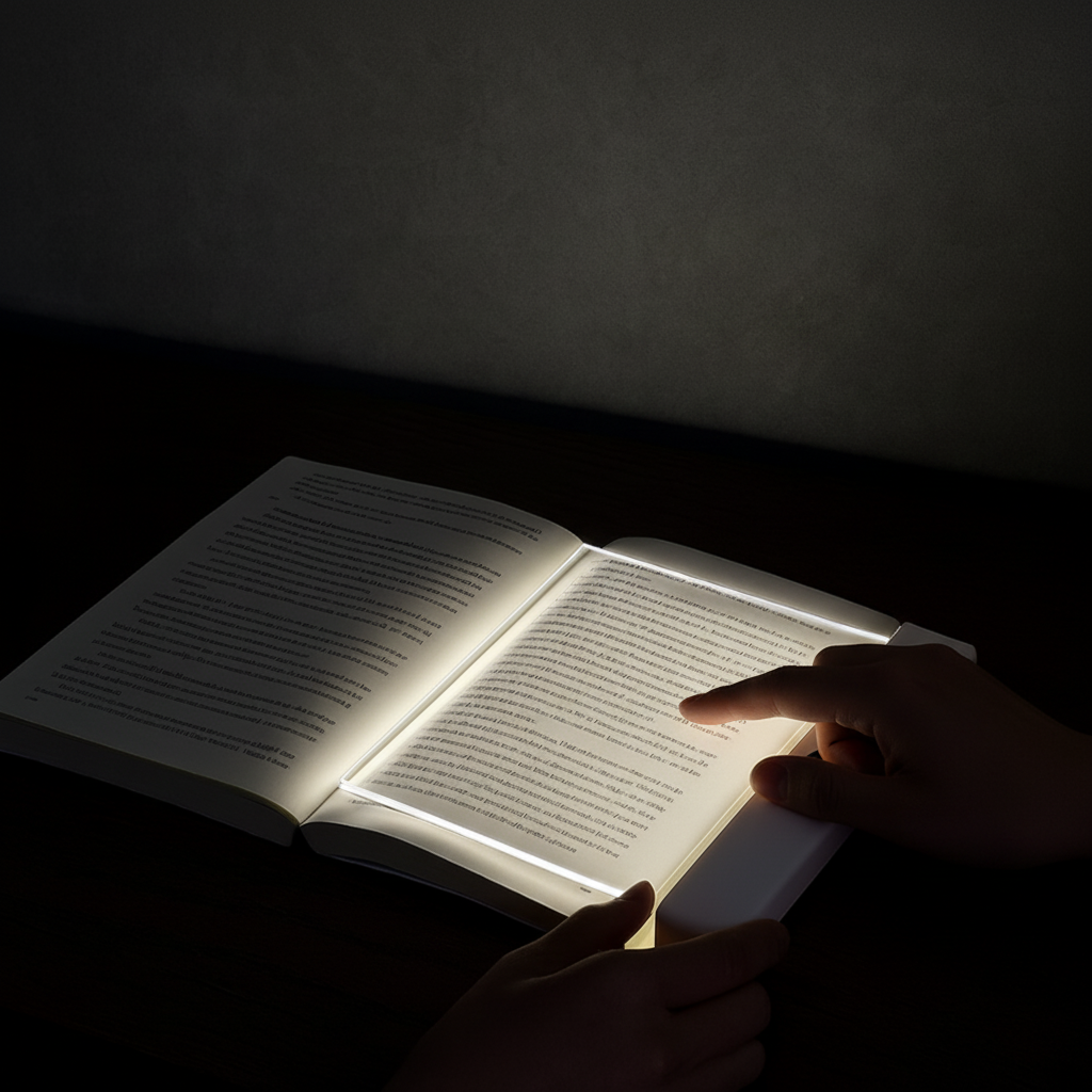 LED Book Light Ultra Thin Rechargeable Reading Lamp Flat Panel Page Light with Adjustable Colour Temperature Dimming and Timer for Reading in Bed