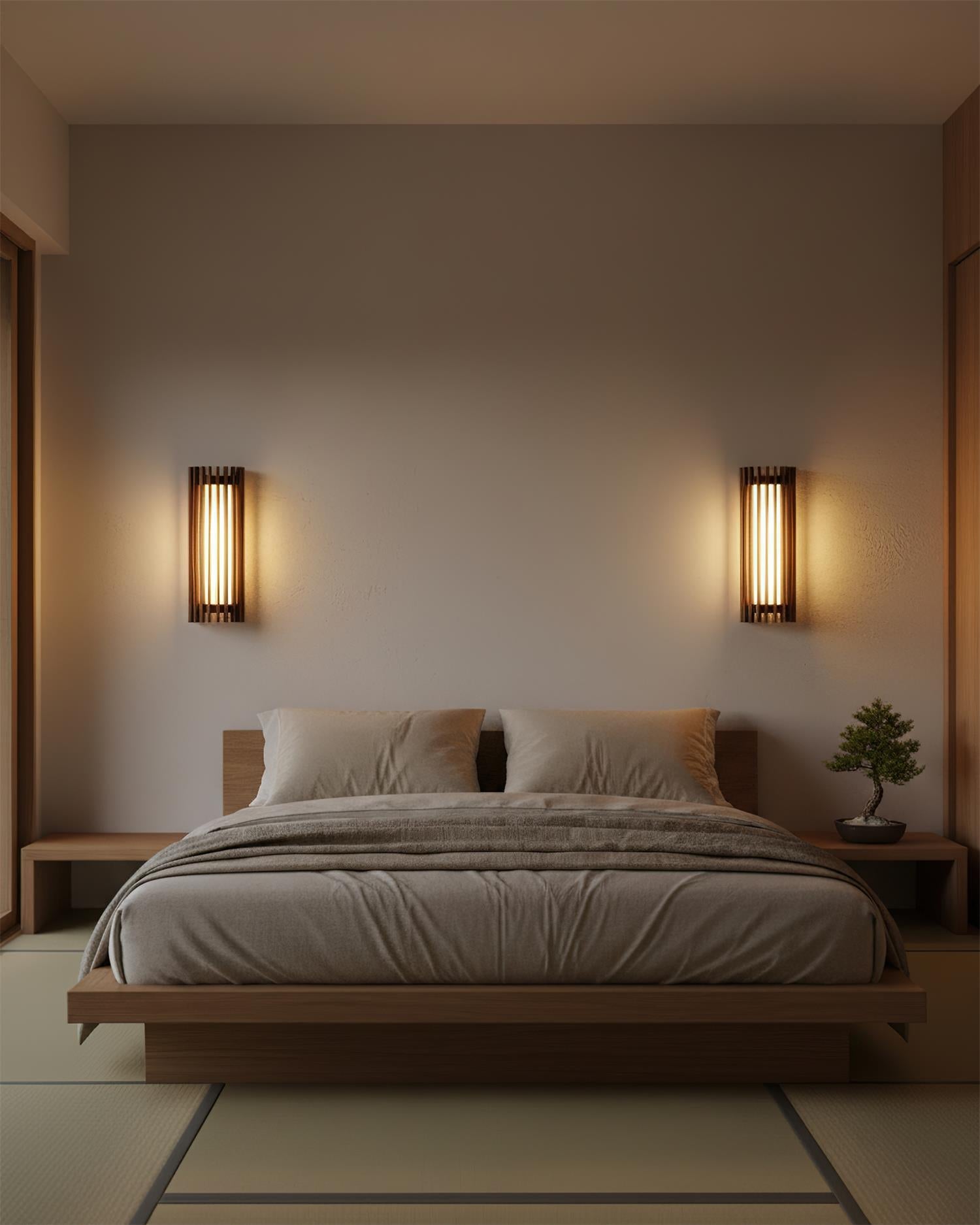 Walnut Slat Wall Light With Vertical Linear Diffuser