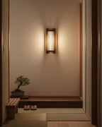 Walnut Slat Wall Light With Vertical Linear Diffuser