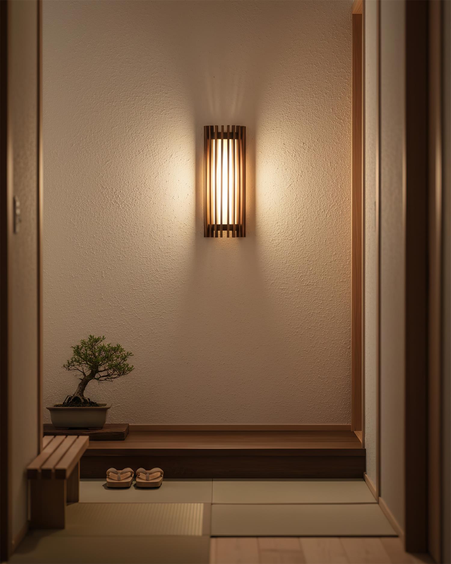 Walnut Slat Wall Light With Vertical Linear Diffuser