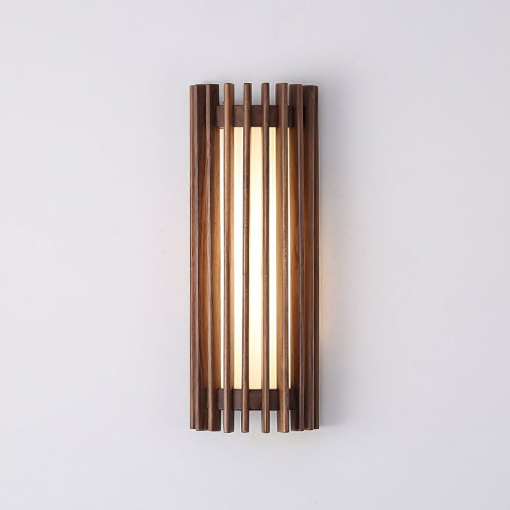 Walnut Slat Wall Light With Vertical Linear Diffuser
