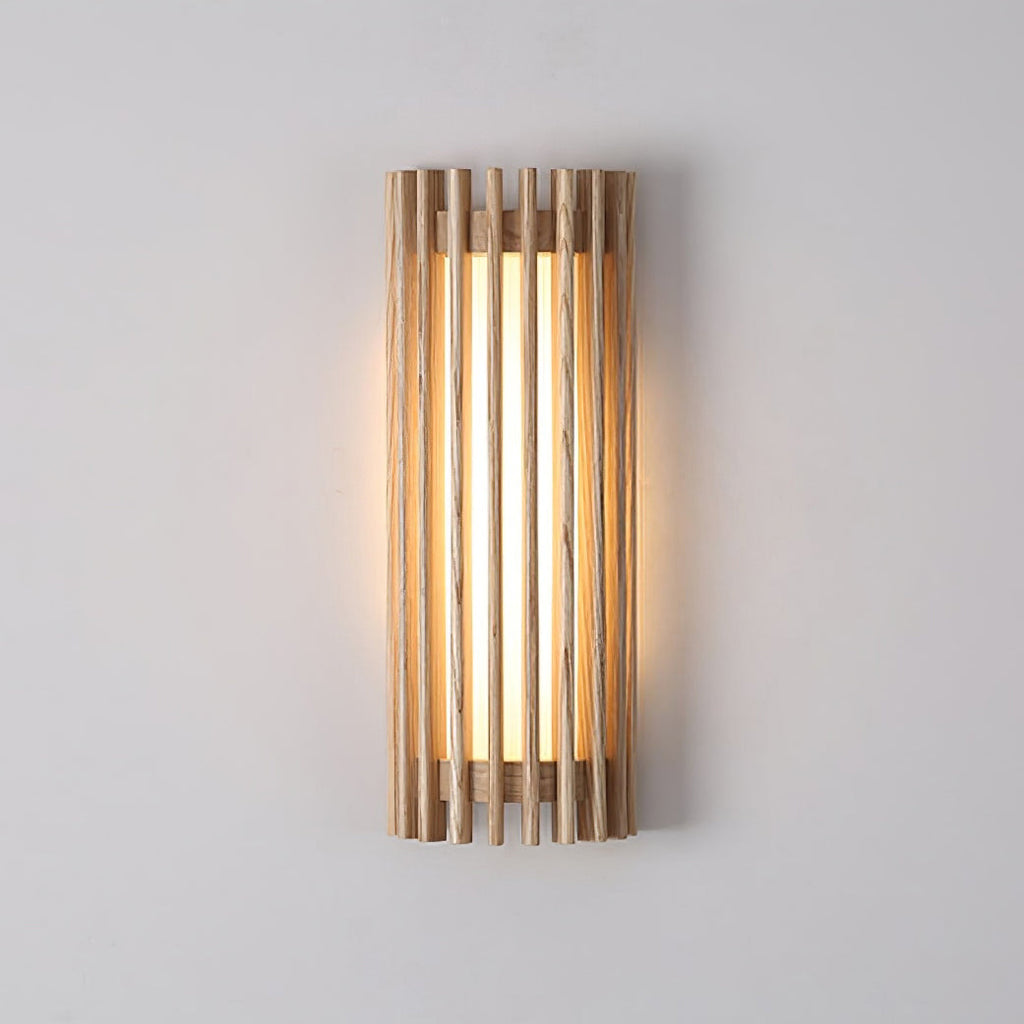 Walnut Slat Wall Light With Vertical Linear Diffuser