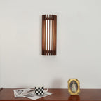 Walnut Slat Wall Light With Vertical Linear Diffuser