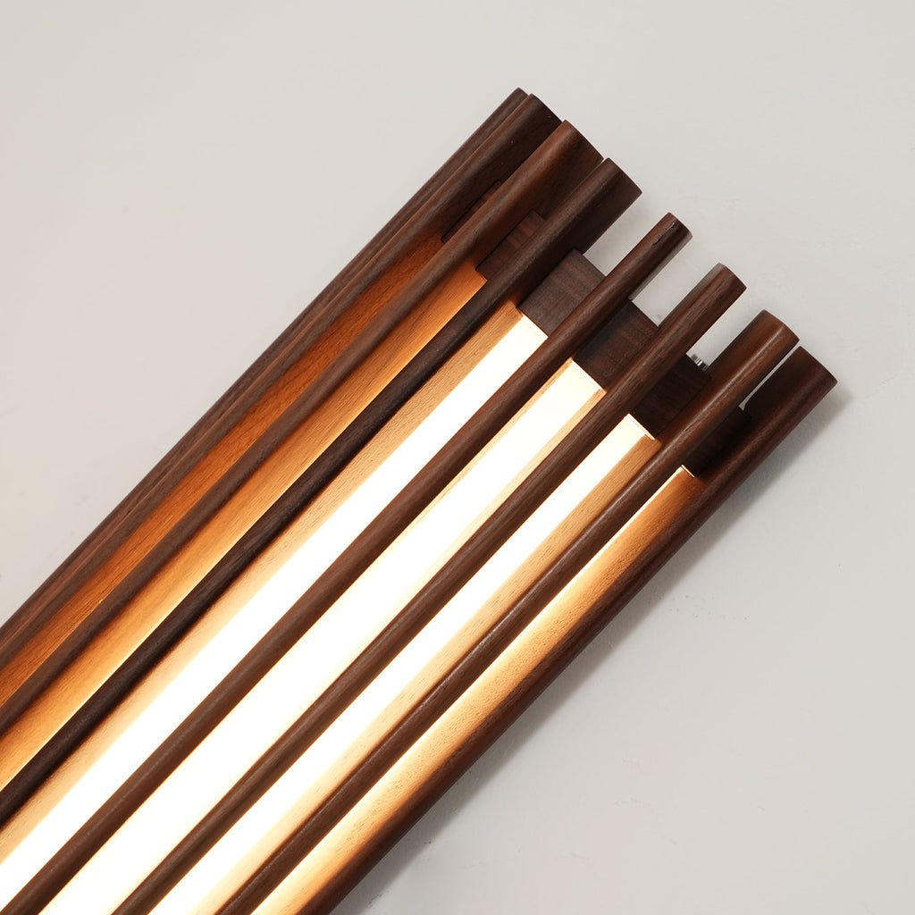 Walnut Slat Wall Light With Vertical Linear Diffuser