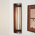 Walnut Slat Wall Light With Vertical Linear Diffuser