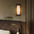 Walnut Slat Wall Light With Vertical Linear Diffuser