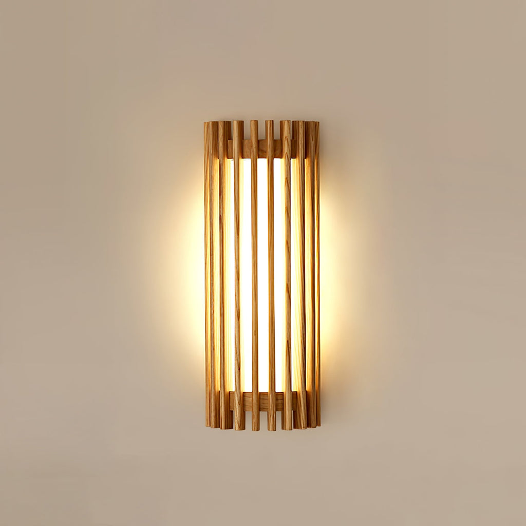 Walnut Slat Wall Light With Vertical Linear Diffuser
