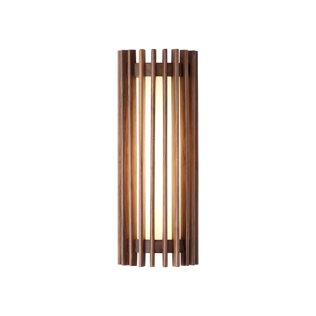 Walnut Slat Wall Light With Vertical Linear Diffuser