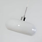Bauhaus Opal Glass LED Pendant Lights With Oval Shade And Black Cord