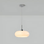 Bauhaus Opal Glass LED Pendant Lights With Oval Shade And Black Cord