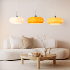 Bauhaus Opal Glass LED Pendant Lights With Oval Shade And Black Cord