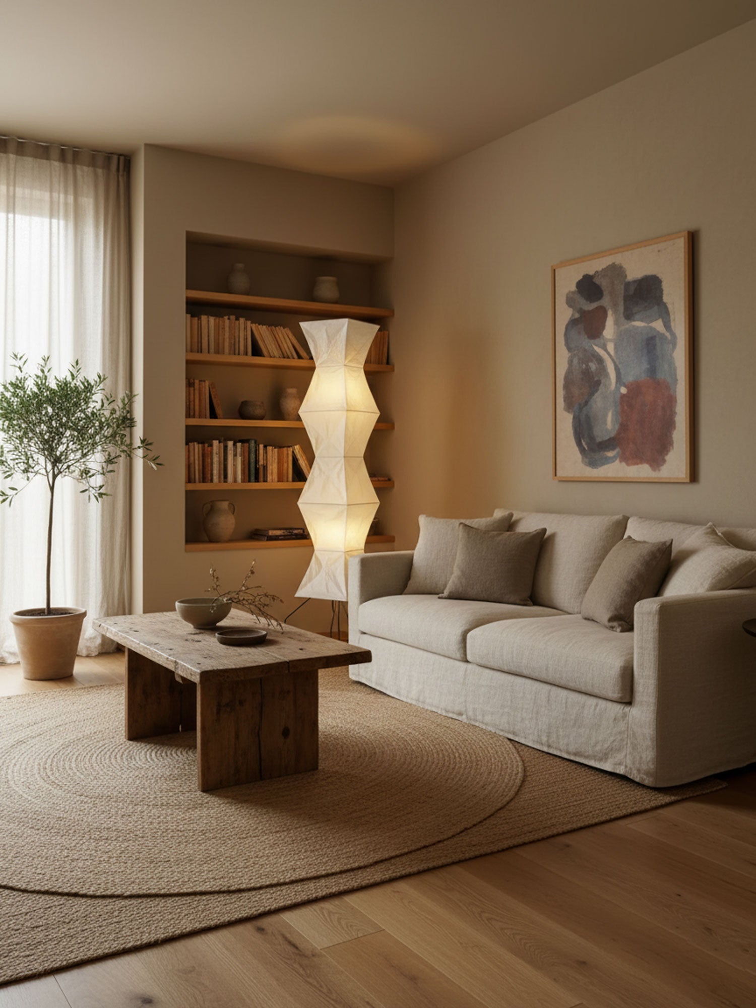 Rice Paper Floor Lamp With Tripod Stand