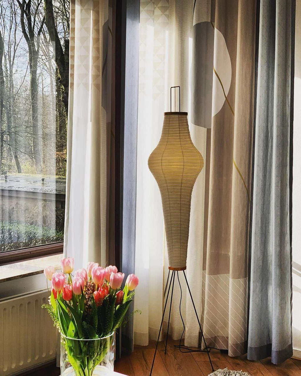 Rice Paper Floor Lamp With Tripod Stand