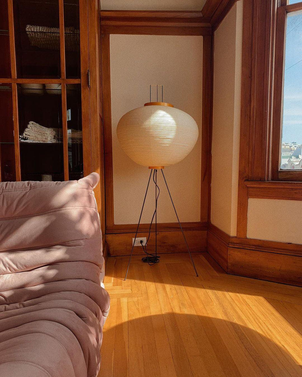 Rice Paper Floor Lamp With Tripod Stand
