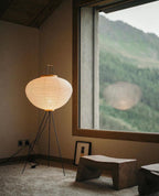 Rice Paper Floor Lamp With Tripod Stand