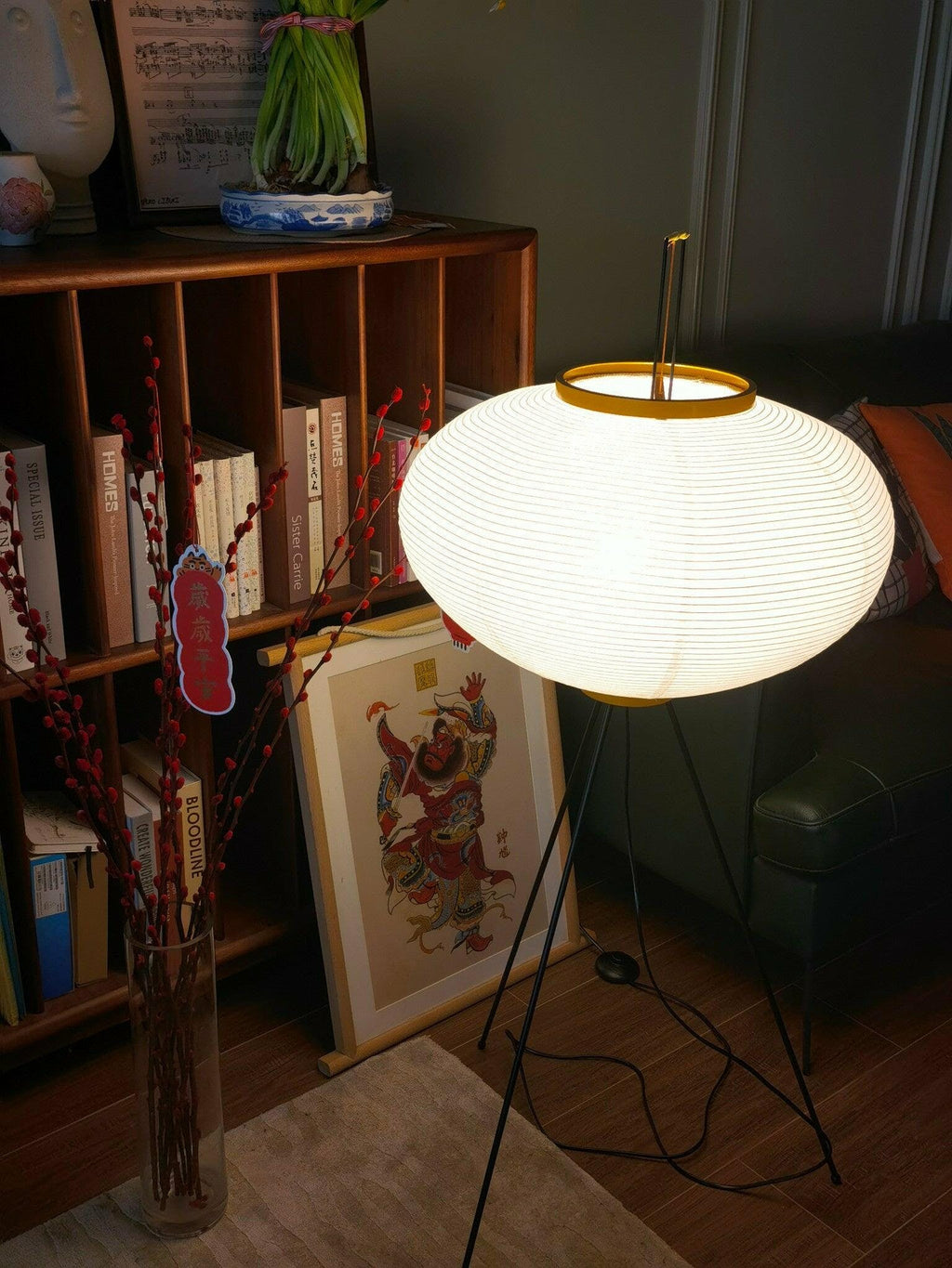 Rice Paper Floor Lamp With Tripod Stand