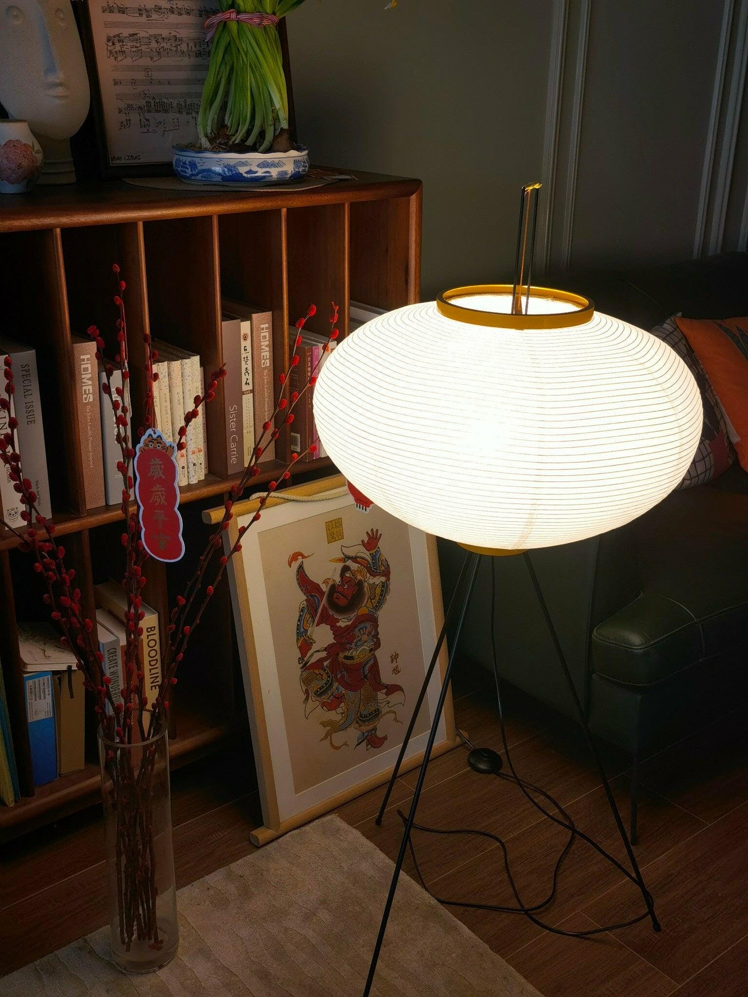 Rice Paper Floor Lamp With Tripod Stand