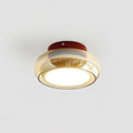 Warm White LED Glass Flush Mount Ceiling Light With Brass Rim