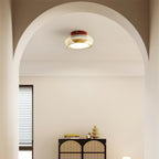 Warm White LED Glass Flush Mount Ceiling Light With Brass Rim