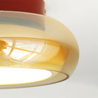 Warm White LED Glass Flush Mount Ceiling Light With Brass Rim