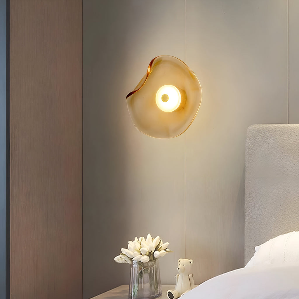 Nordic Curved Glass Wall Light LED Light With Sculpted Glass Shade