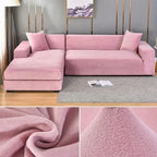 Velvet Stretch Sofa Cover Elastic Non-Slip Plush Couch Slipcover Soft Machine Washable Furniture Protector for Living Room