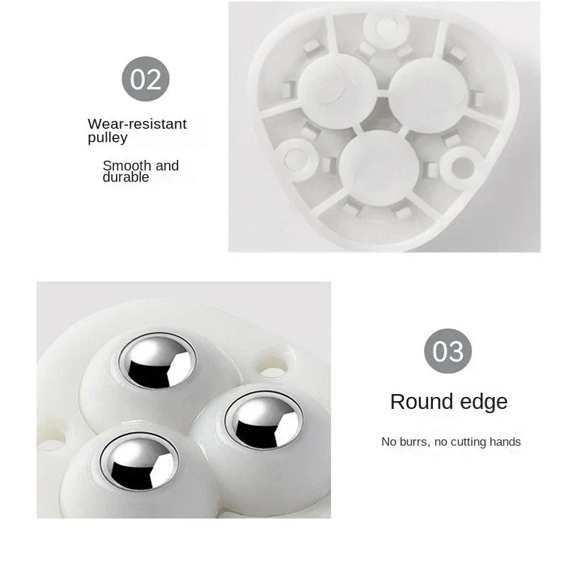 Self Adhesive Furniture Wheels Set of Four Swivel Ball Castors with Stainless Steel Balls Stick On Mini Casters for Cabinets | Storage Boxes and Bins
