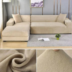Velvet Stretch Sofa Cover Elastic Non-Slip Plush Couch Slipcover Soft Machine Washable Furniture Protector for Living Room