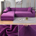 Velvet Stretch Sofa Cover Elastic Non-Slip Plush Couch Slipcover Soft Machine Washable Furniture Protector for Living Room